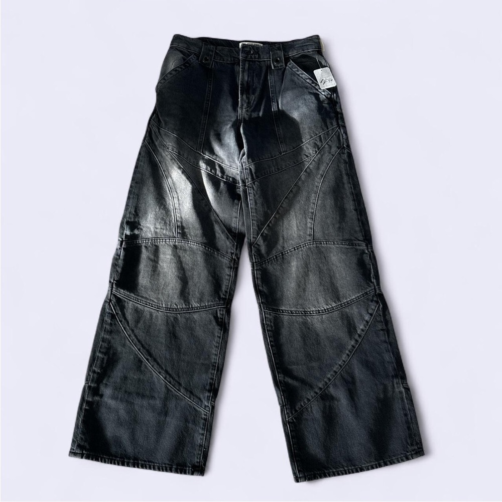 Free People Charcoal Wide Leg Jeans